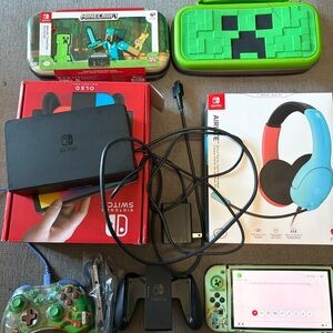 Nintendo Switch OLED Console Bundle with minecraft PDP accessories